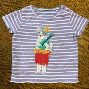 Mini Boden Purple and White Striped Short Sleeve Tee